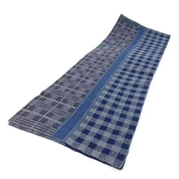 LOUIS VUITTON M74955 Echarpes tartan check Scarf wool gray/Navy - Picture 3 of 8